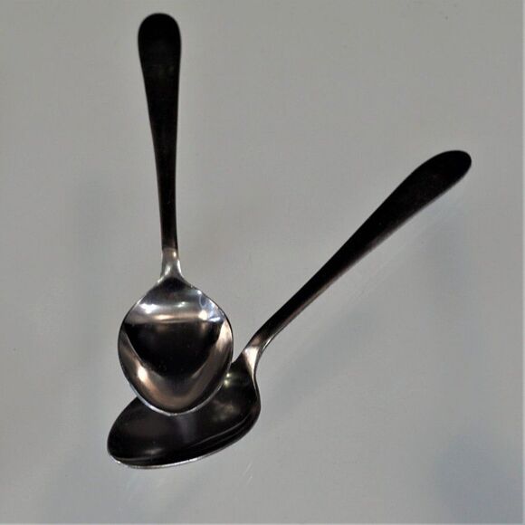 2 Demitasse Spoons Vintage Stainless Steel Lucky Japan - Picture 1 of 8